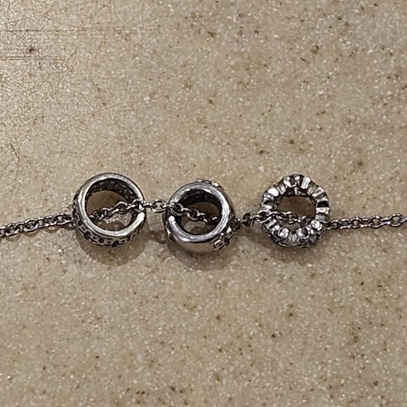 BIRKS MAYORS 925 SILVER 3 RING MUSE CLOVER QUATREFOIL PIERCED NECKLACE CHAIN - Picture 8 of 13